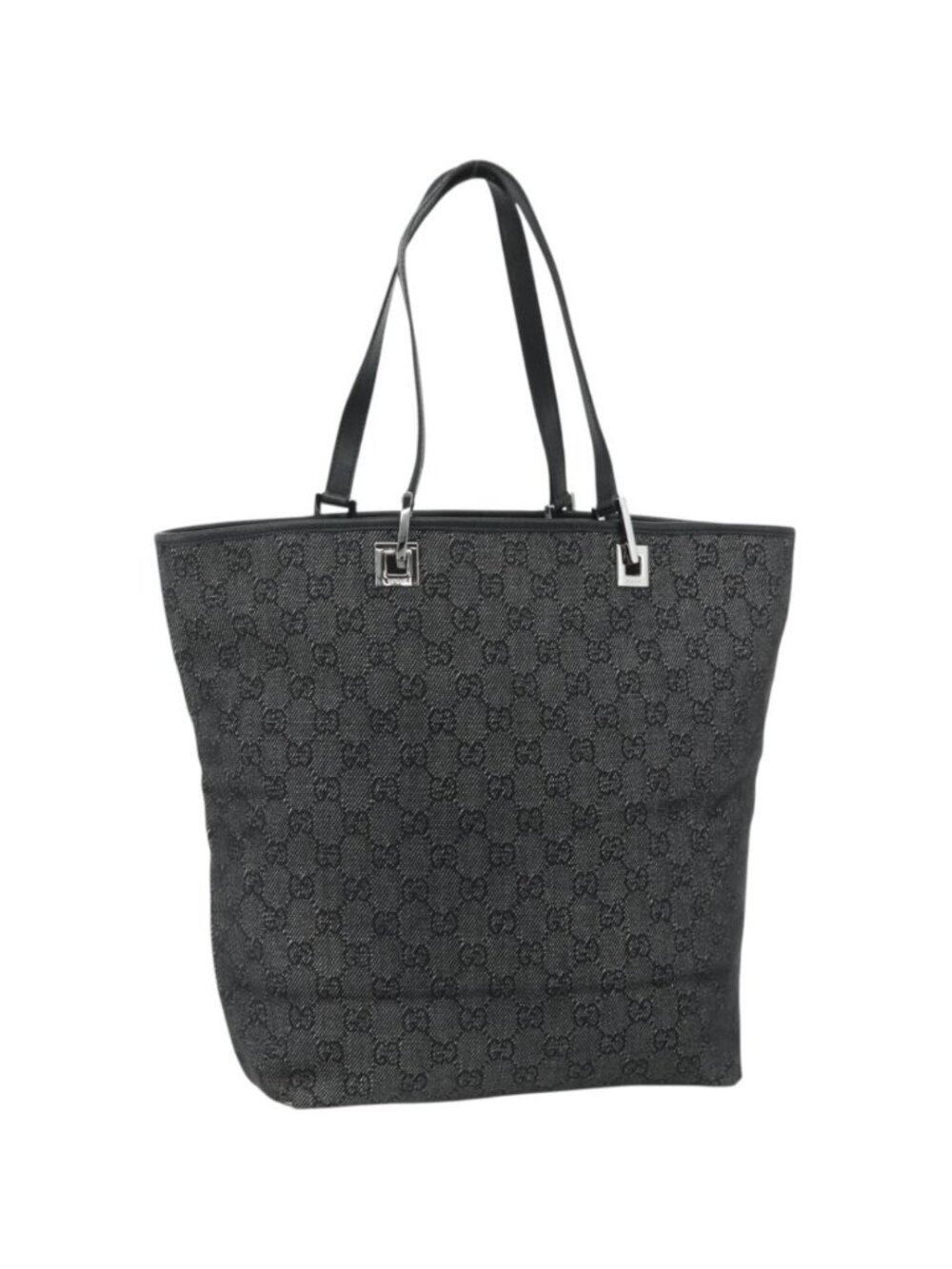 GUCCI GG Canvas Tote Bag Black Silver 31243